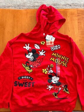 Disney Red Minnie Mouse Hoodie with Yellow and Black Accents